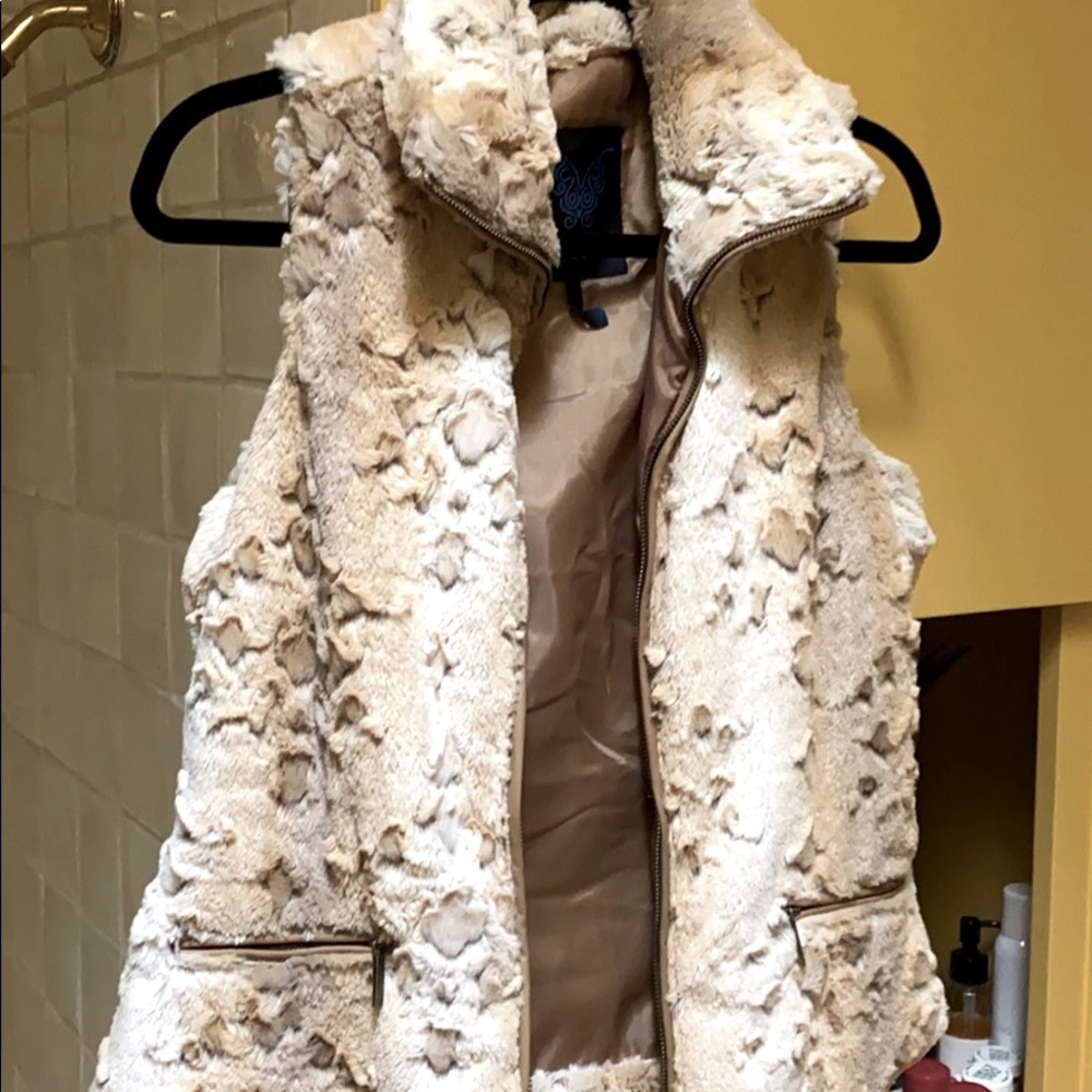 off white fur vest